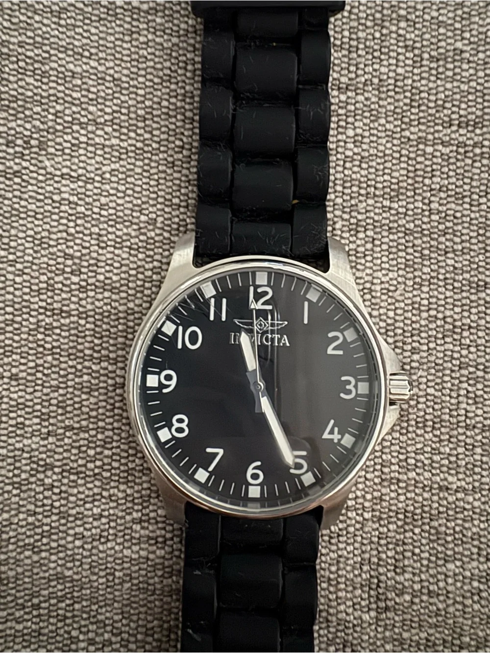 Invicta Black Dial Watch with Black Silicone Strap